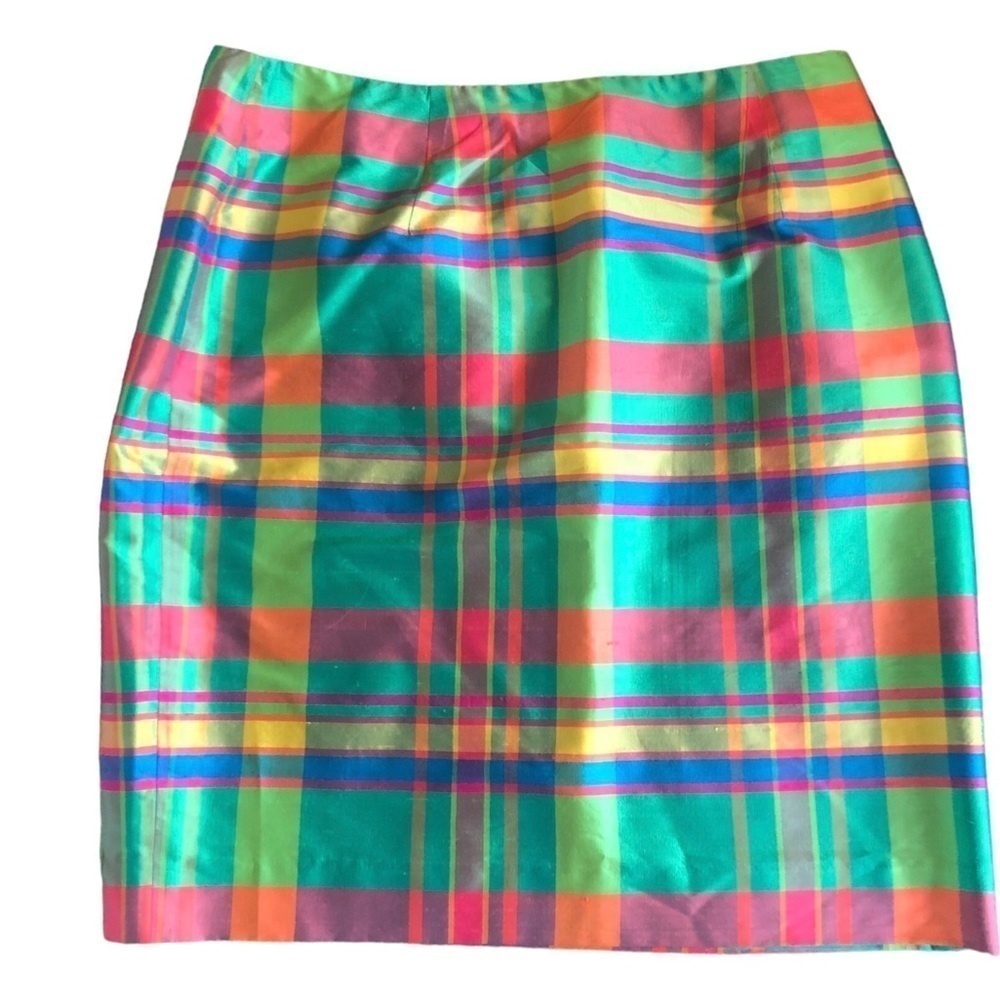 VTG Y2K Clueless Preppy Lauren Ralph Lauren Barbados Silk Plaid Mini Skirt Sz 6
